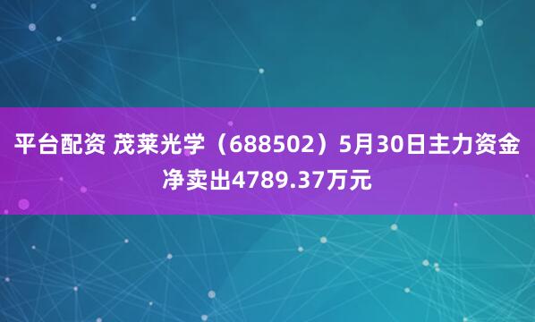 平台配资 茂莱光学（688502）5月30日主力资金净卖出4789.37万元